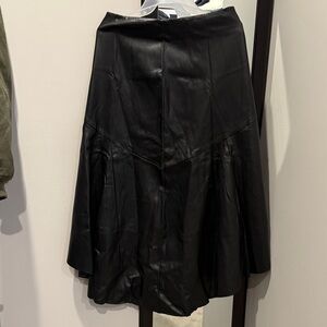 Elegant high low Black Faux Leather Skirt